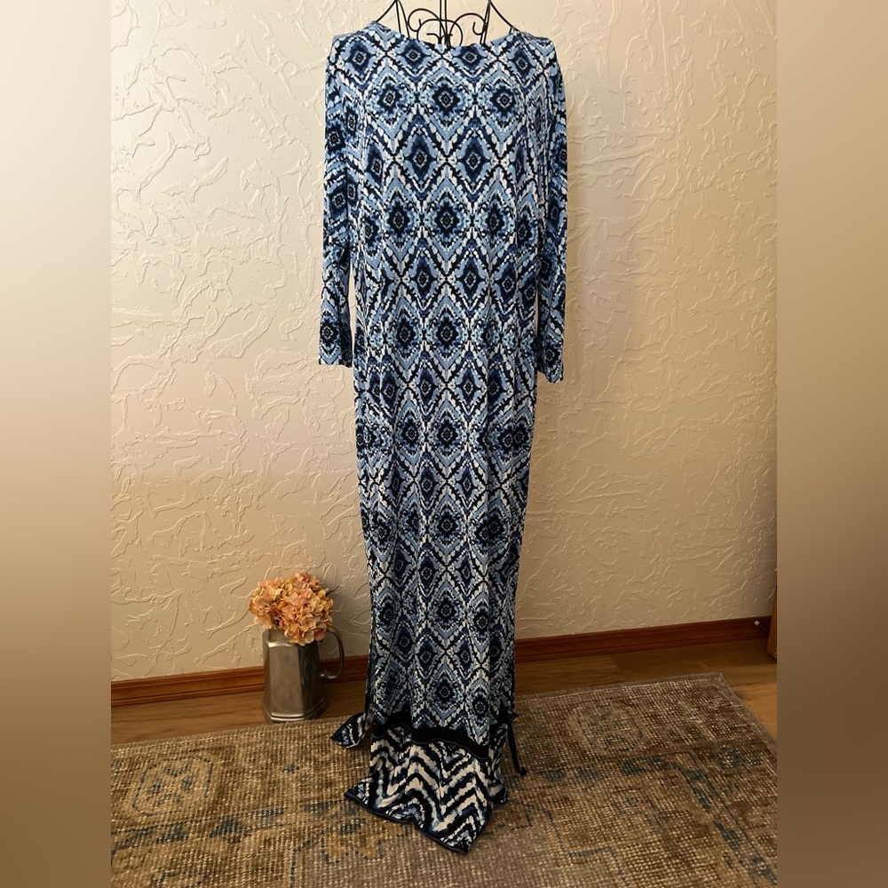 Chico’s Maxi Dress Blue Print Large